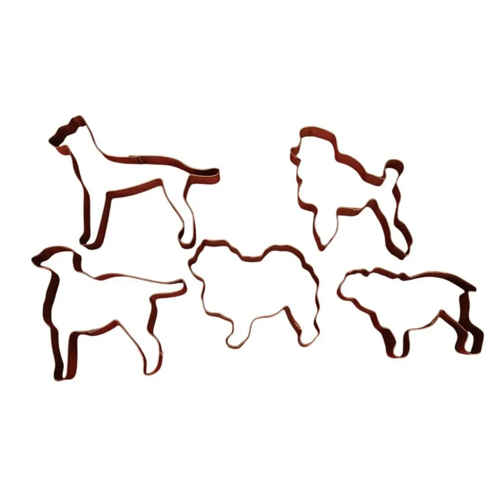 Martha By Mail‎ Copper 5 Vintage Dog-Shaped Metal Cookie Cutters Baking Crafts